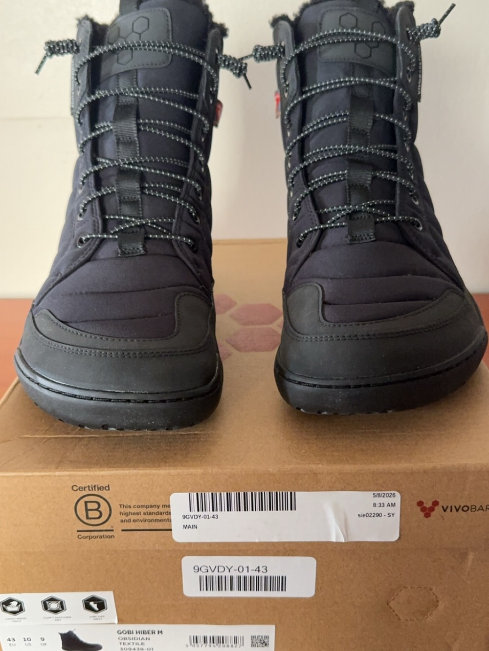 Vivobarefoot Gobi Hiber Men's EU 43 US 10 Obsidian Winter Boots Barefoot NEW - Picture 3 of 10